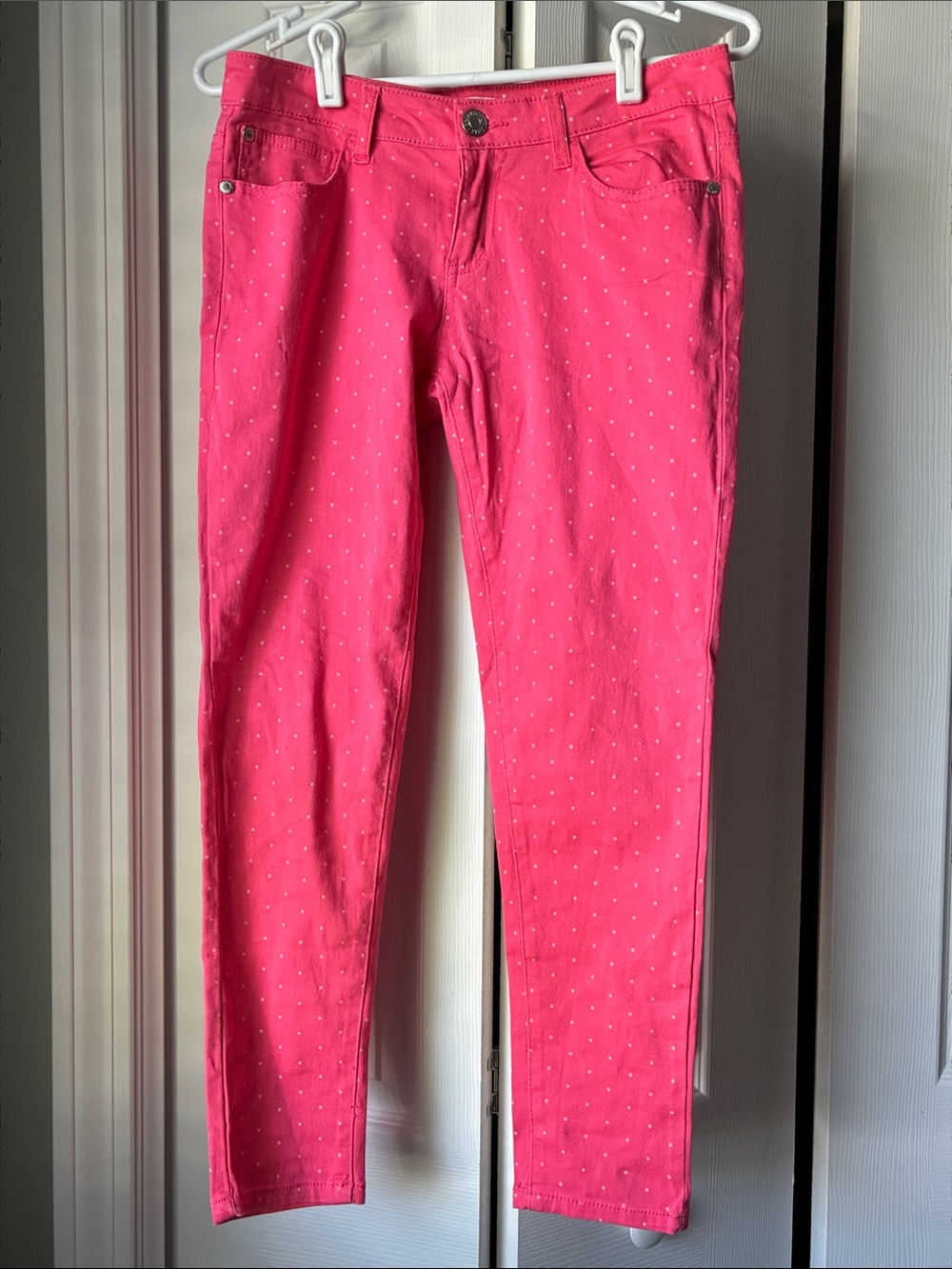 Celebrity Pink Hot Pink Skinny Jeans with Micro Dot Detail
